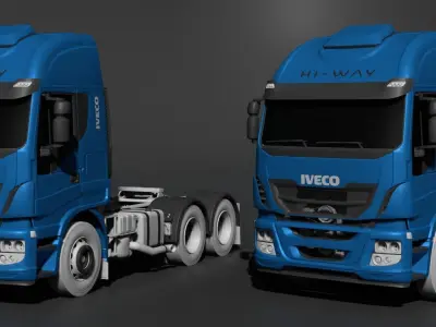 Pack 50 complete trucks Low-poly 3D model