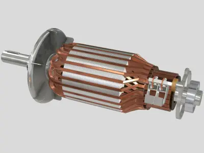 DC electric motor Low-poly 3D model