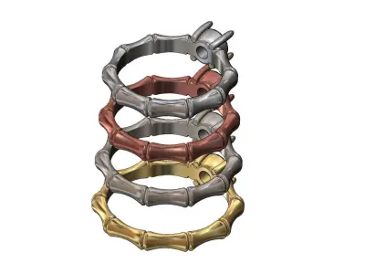 Bamboo 5mm diamond solitaire ring Us sizes 6to9 3D print model