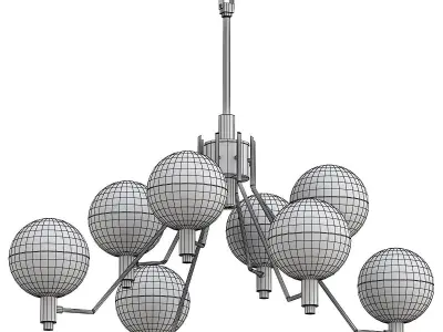 tummm modern brass chandelier with six glass globes 3D model