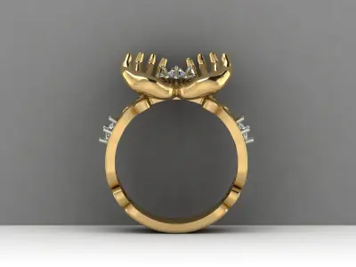 Flower in Hand Ring  3D print model