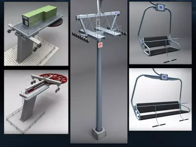 Ski lift mountain winter pack 3D model