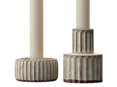 Ceramic Candle and Holders 3D model