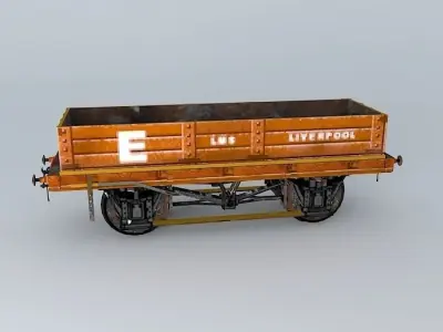 E 3 PLANK wooden train car Free 3D model
