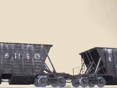 Railway Hopper Car vr3 Low-poly 3D model