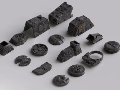 Sci-Fi Futuristic Style Hard Surface Assets Low-poly 3D model