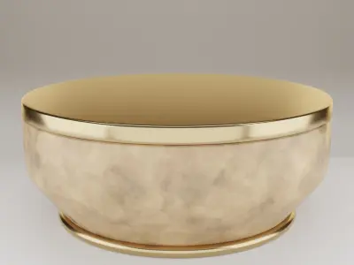 Coffee Table with Marble Texture and Gold Texture 3D Model Free low-poly 3D model