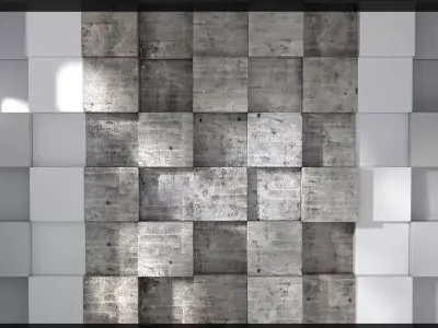 3D Modular 3D Feature Wall Panels Low-poly 3D model