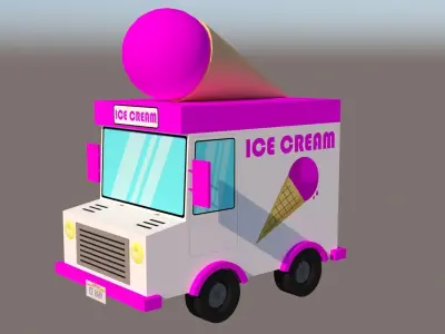 Ice Cream Van Low-poly 3D model