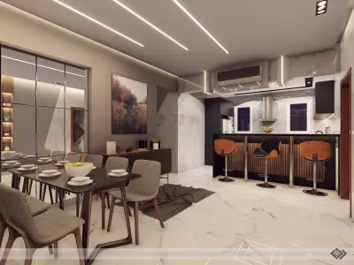 Modern Apartment Interior Scene 3D model