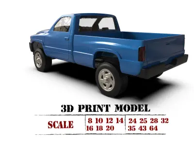 Dodge frame short Pickup 1500 Regular cab vehicle stl 3D print model