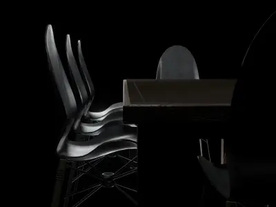 Table and Chairs Low-poly 3D model