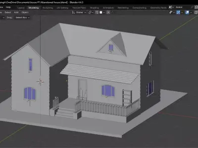 Abandoned house base model Low-poly 3D model