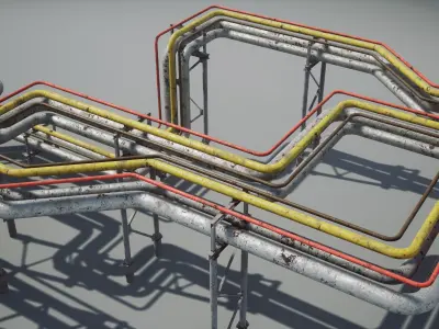 Modular industrial pipeline UE4 UNITY Low-poly 3D model