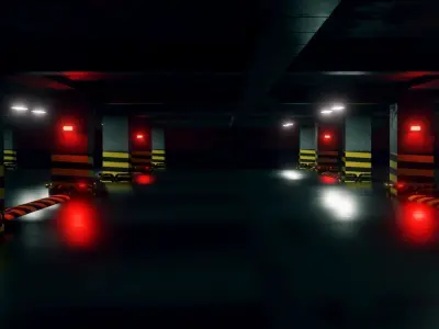 Parking Lot - Low Poly - Game Ready - PBR Low-poly 3D model