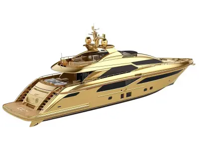 Luxury Gold Metallic Sport Yacht 3D Model 3D model
