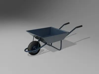 Wheelbarrow Pushcart Free low-poly 3D model