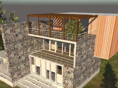 Villa modern house with stairs 3D model
