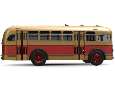 Retro USSR Soviet Vintage ZIS 155 154 City Bus Low-poly 3D model