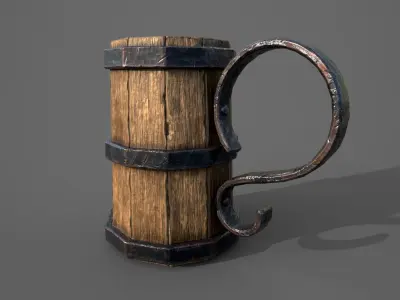 Medieval Beer Mug Low-poly 3D model