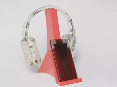 phone and headphone holder 3D print model