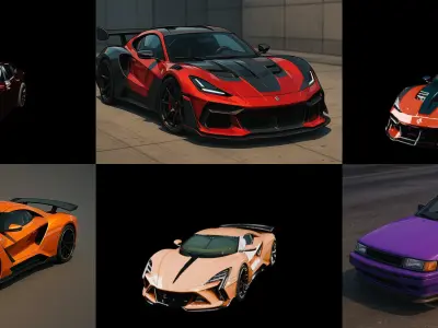 Sport Car bundle 4 pack 100 glb 3D model
