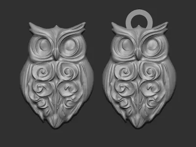 owl pentant cnc  3D print model