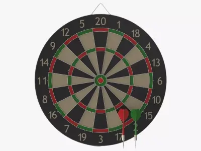 Dartboard dart board with two darts Low-poly 3D model