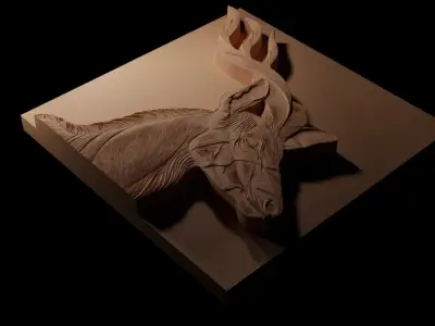 Kudu CNC 3d Print High Relief Sand Casting 3D print model