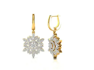 Earrings-72 earring in rose gold with diamonds 3D print model