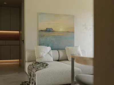 modern living room and dining room interior scenes  3D model