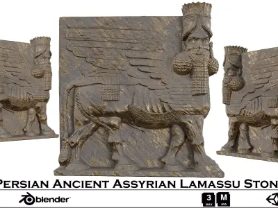 Persian Ancient Assyrian Lamassu Stone 3D model