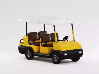 Cartoon Golf car Low-poly 3D model
