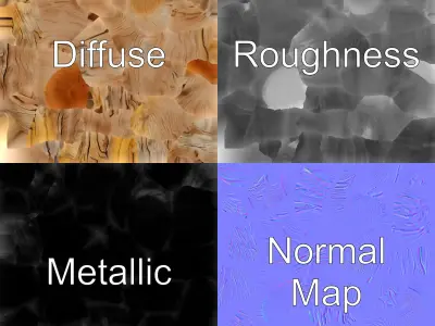 Driftwood Log Realistic Texture model pack Low-poly 3D model