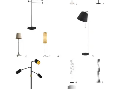 Floorlamps Pack - 50 models Low-poly 3D model