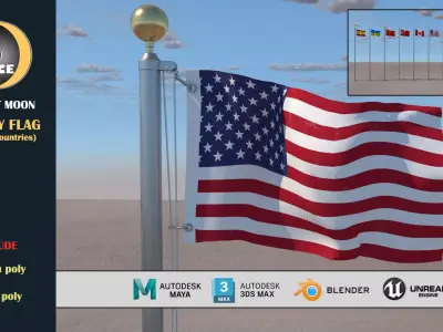 Flags Low-poly 3D model