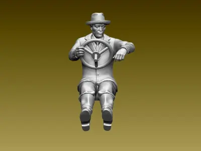 driver man driving car 3D print model