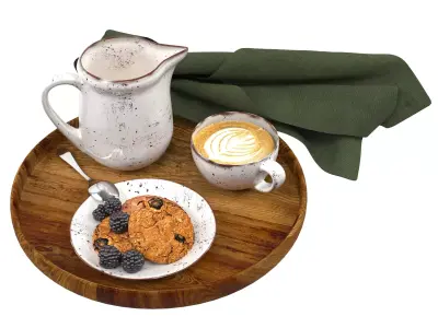 coffee cup decor set 3D model