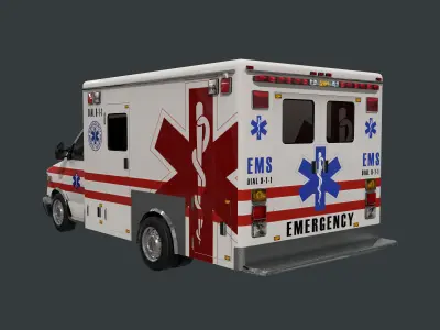 Vehicle Ambulance Rescue Truck Game Ready 05 Low-poly 3D model