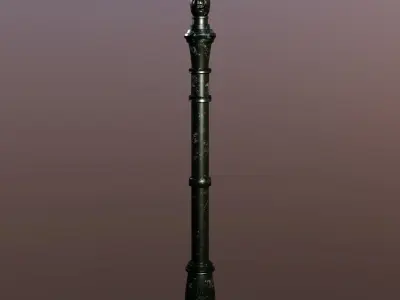 StreetLamp04 wrought iron lamp post with two lights Low-poly 3D model