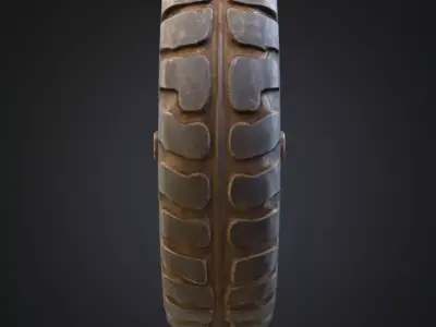 Rusty Tractor Tire 3D Model Realistic Old Vehicle Wheel Asset Low-poly 3D model