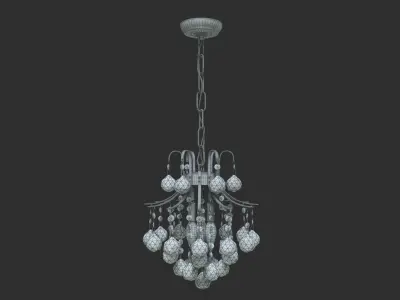 French-Empire-Crystal-Chandelier-Silver-3-Lights chrome chand... 3D model