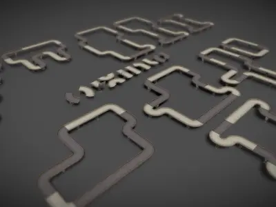 Modular Road Pack 3D Low-poly 3D model