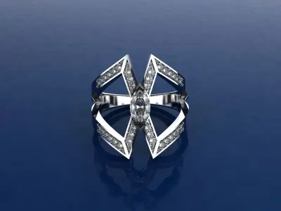 Diamond Ring Navete - 3D Jewelry - AN-455 3D print model