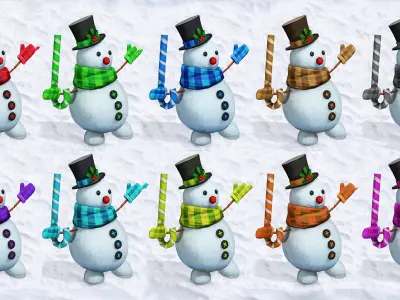 SNOW MAN RIGGED ANIMATED 2 Low-poly 3D model