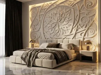 modern panel wall decor set relief stl mural CNC 277 3D model