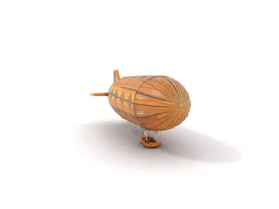 Golden Vintage Airship model pack Low-poly 3D model