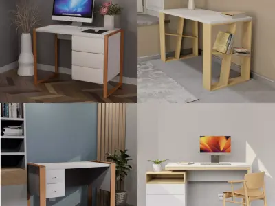 Study desk collection vol3 Low-poly 3D model