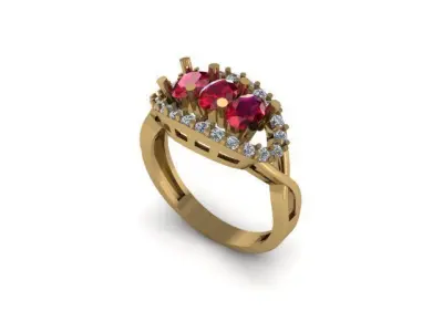 ruby and daimond ring 3D print model