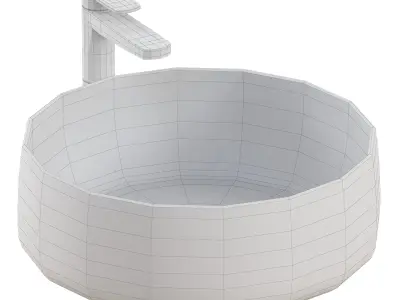 Ivory Sphere Sink Low-poly 3D model